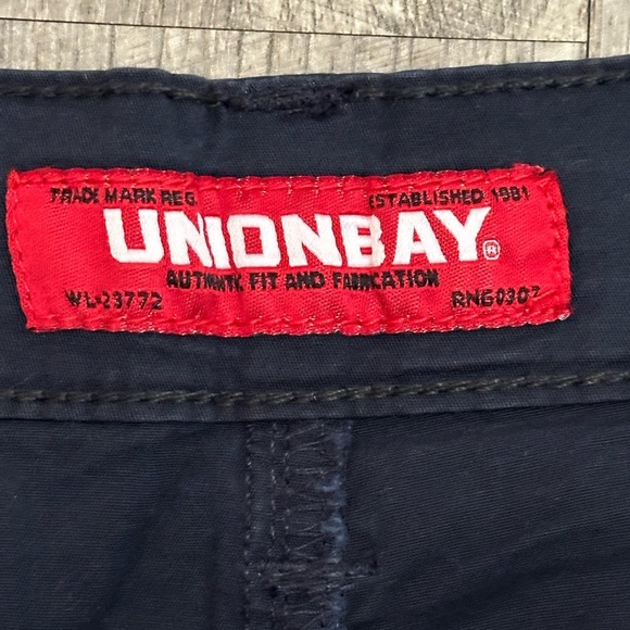 Men's Unionbay 38 Large Chino Khakis Shorts Cargo Navy Blue Stretch Durable NWT - Picture 9 of 11